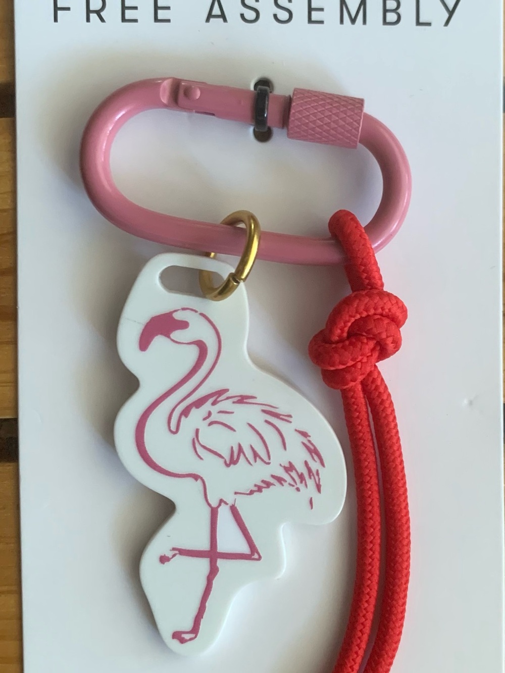 NWT Pink Flamingo Key & Card Holder with Red Cord and Blue Tips Bag charm